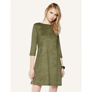 Viereck Dress Intel in Olive Faux Suede Jersey Microfiber 3/4 Sleeve Size Large